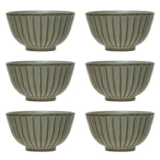 Hello Honey® 4" Reactive Glaze Stoneware Pleated Bowl Set {1}