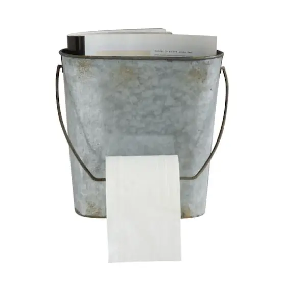 Hello Honey&reg; Magazine & Toilet Paper Wall Tin Bucket {1}