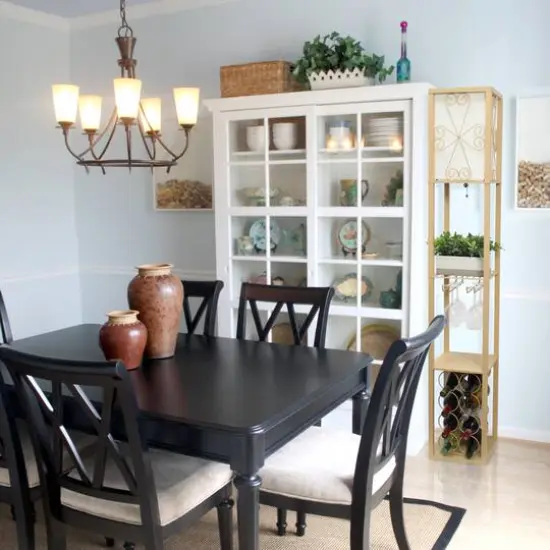 Simple Designs&trade; Floor Lamp Storage Shelf and Wine Rack with Linen Shade Tan {6}