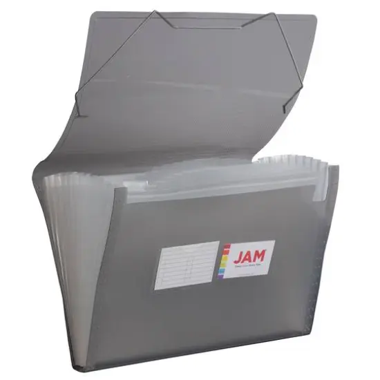JAM Paper 10" x 15" Legal Size 13 Pocket Plastic Expanding File Accordion Folder Clear {2}