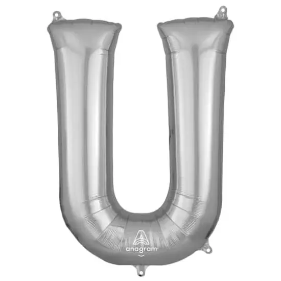 32" Silver Letter Foil Balloon U {1}