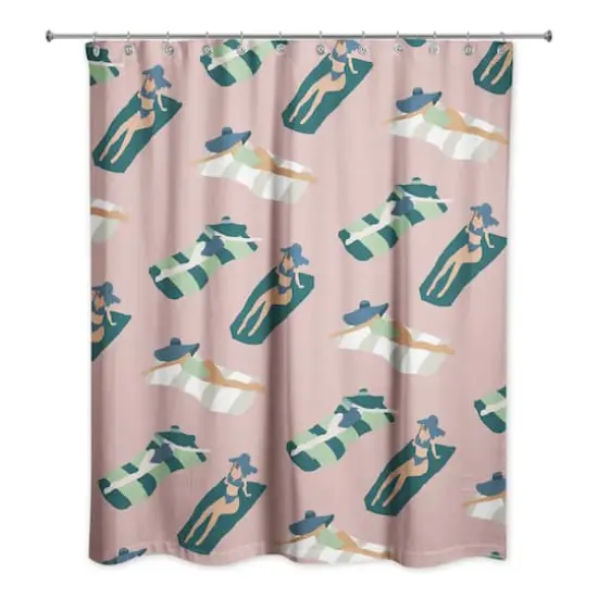 Pink Sun Bathers Pattern Shower Curtain {1}