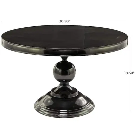 Black Aluminum Coffee Table with Pedestal Base 31" x 31" x 19" {6}