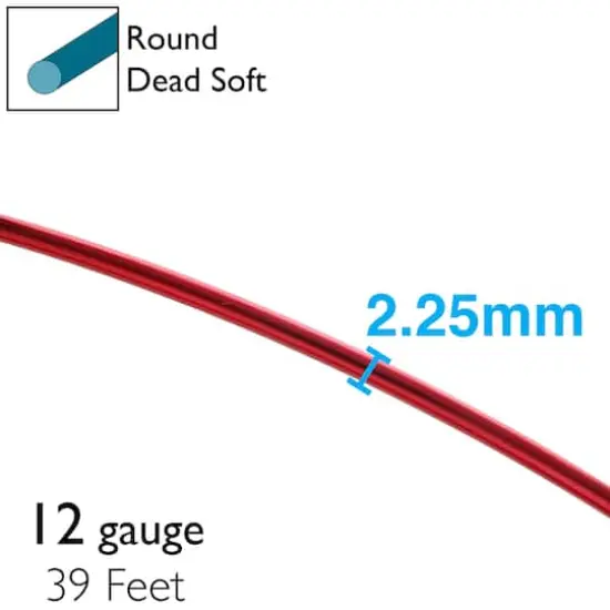 The Beadsmith&reg; 12 Gauge Colored Aluminum Wire Red {5}