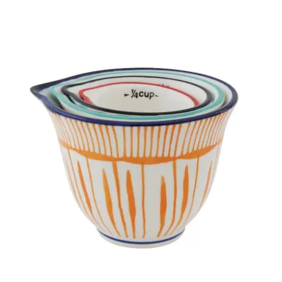 Hello Honey&reg; Hand Stamped Striped Stoneware Measuring Cup Set {1}