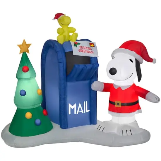 4.5ft. Airblown&reg; Inflatable Christmas Snoopy & Woodstock with Mailbox {1}