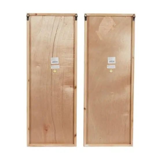 Set of 2 Brown Wood Farmhouse Cottage Abstract Wall Decor, 12" x 31.5" {6}