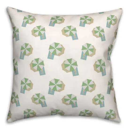 Umbrella Pattern Throw Pillow Green/White {1}