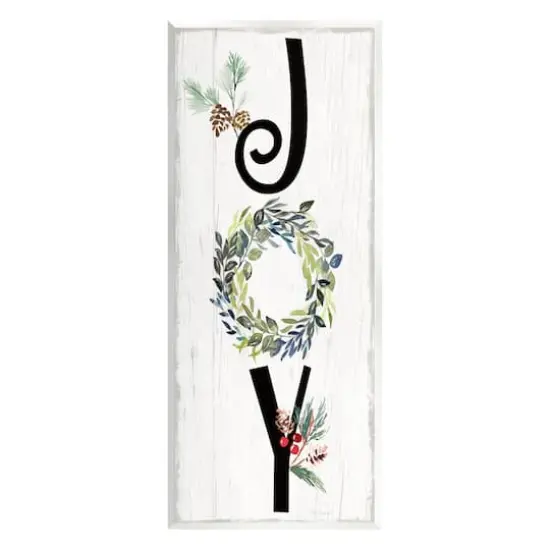 Stupell Industries Joy Seasonal Botanical Wreath Wall Plaque Art {1}