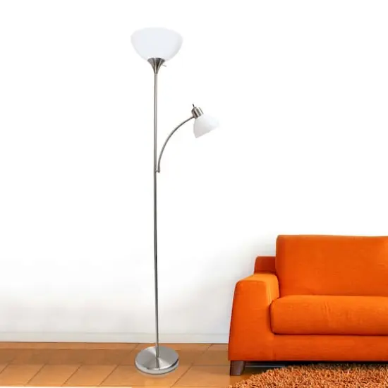 Simple Designs 71.5" Floor Lamp with Reading Light Brushed Nickel {5}