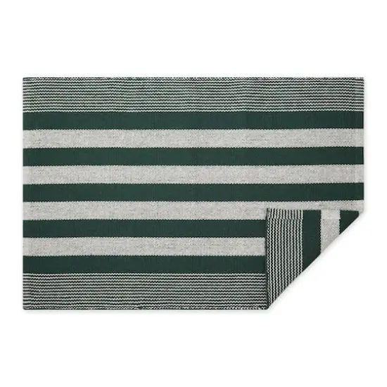 DII&reg; Cabana Stripe Handwoven Recycled Yarn Rug, 2ft. x 3ft. Hunter Green {5}