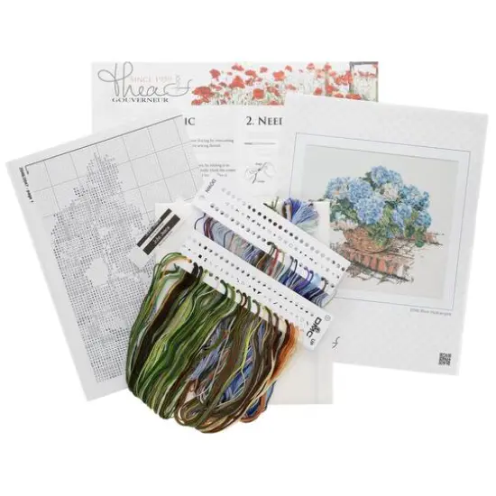 Thea Gouverneur Blue Hydrangea Cross Stitch Kit {3}