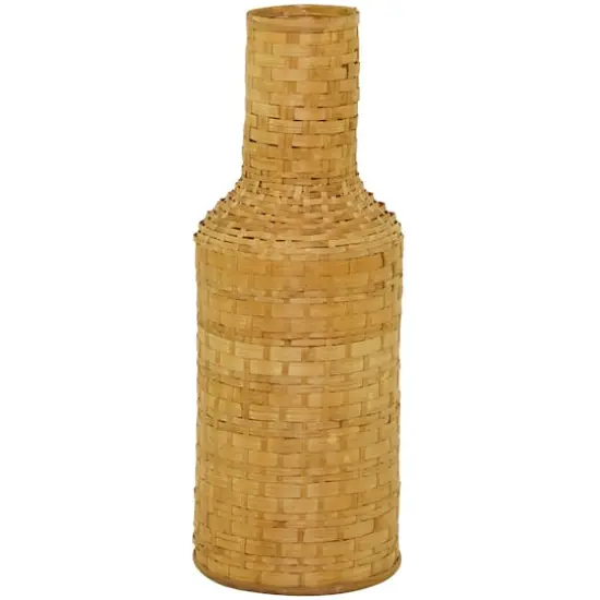 Brown Bamboo Tall Woven Floor Vase {6}