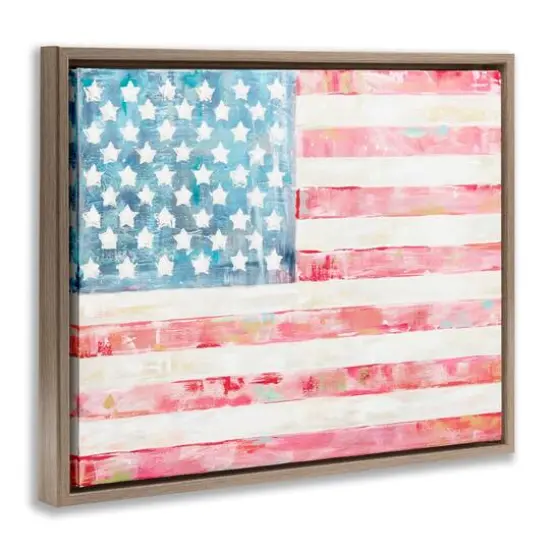 Stupell Industries Patriotic Brushed Flag Floater Framed Art Brown {4}