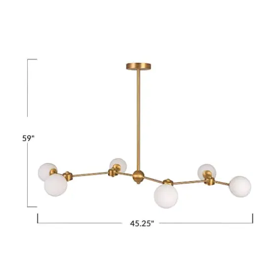 Hello Honey&reg; 63.5" Brushed Gold Sputnik Opal Glass Chandelier {5}