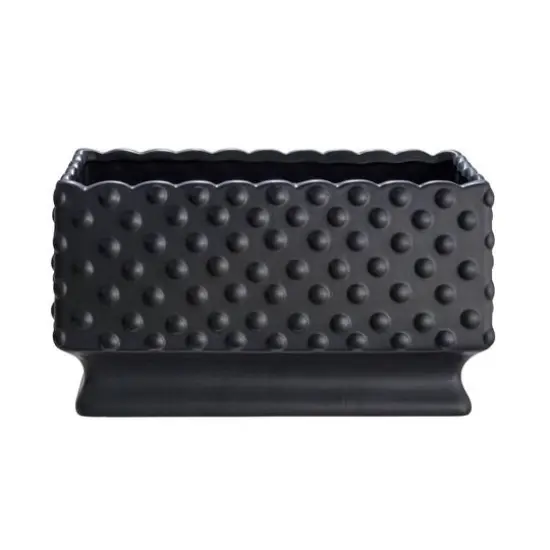 Hello Honey® 11" Black Ceramic Hobnail Planter with Scalloped Edge {9}