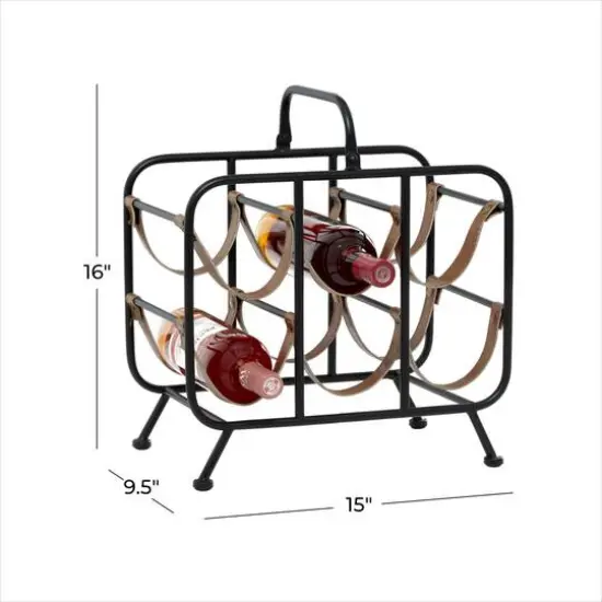 16" Black Metal Contemporary Wine Rack {9}