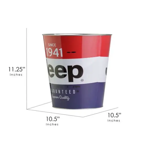 American Art D&eacute;cor&trade; 11" Jeep Since 1941 Decorative Metal Trash Can {8}