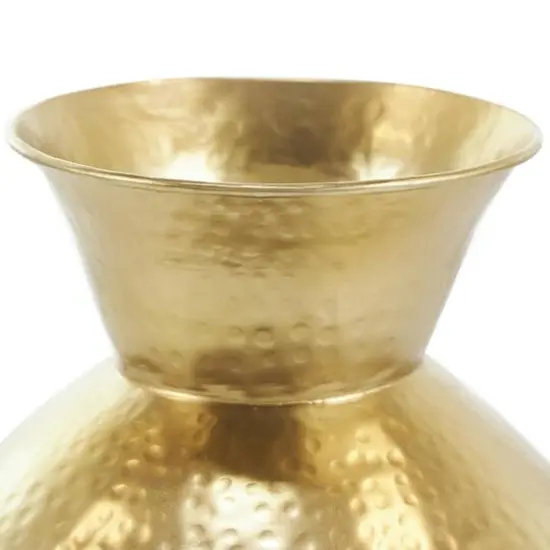 13" Gold Hammered Texture Metal Vase {6}