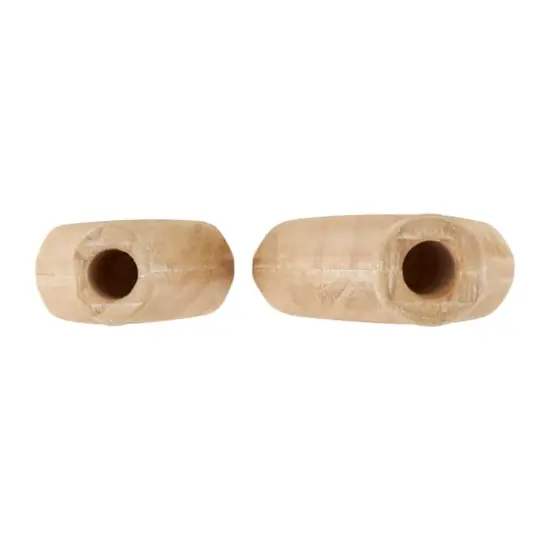 Brown Wood Teardrop Vase with Cutout Center Set {3}