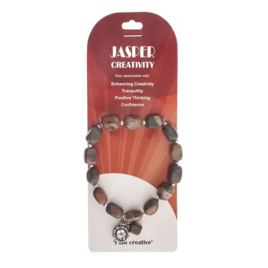 John Bead Jasper Gray Natural Stone Stretch Bracelet with Flower Charm {5}