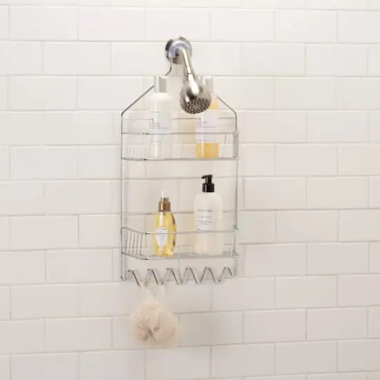 Bath Bliss Chrome 2 Tier Cabana Stripe Shower Caddy {5}