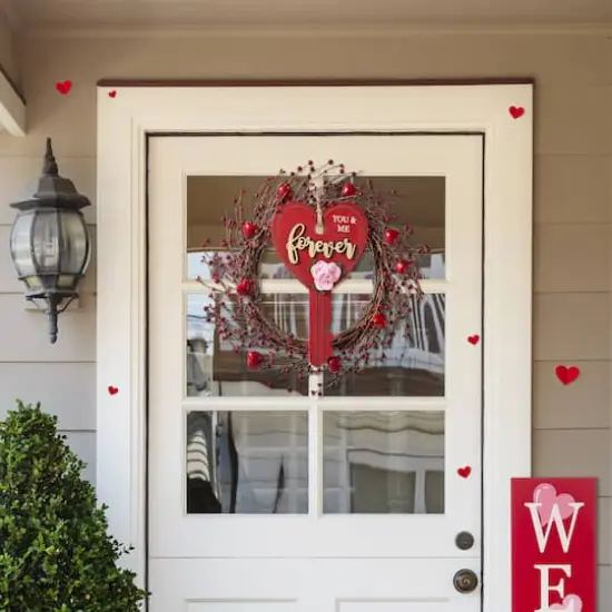 Glitzhome&reg; 14" Valentine's Wooden Key-Shaped Door Hanger {4}