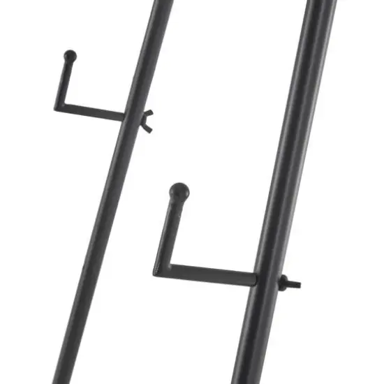 53.5" Black Metal Slim Foldable 2-Tier Easel with Wrapped Rattan Accents {10}