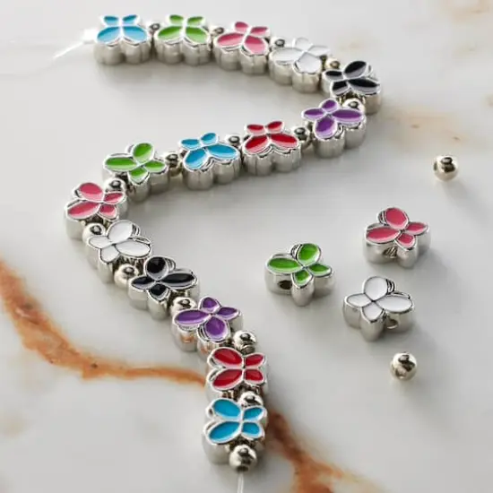 Multicolor Enamel Metal Butterfly Beads, 8mm by Bead Landing&trade; {3}