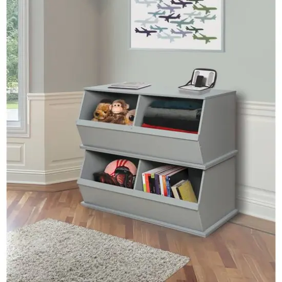 Badger Basket 2 Bin Stackable Storage Cubby Gray {5}