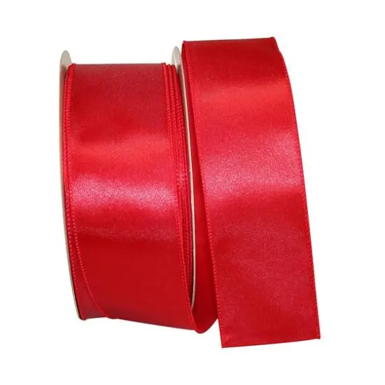 JAM Paper 2.5" x 50yd. Wired Satin Ribbon Red {1}
