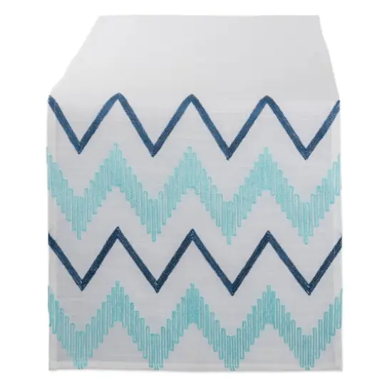 Off White Base Embroidered Chevron Table Runner {1}