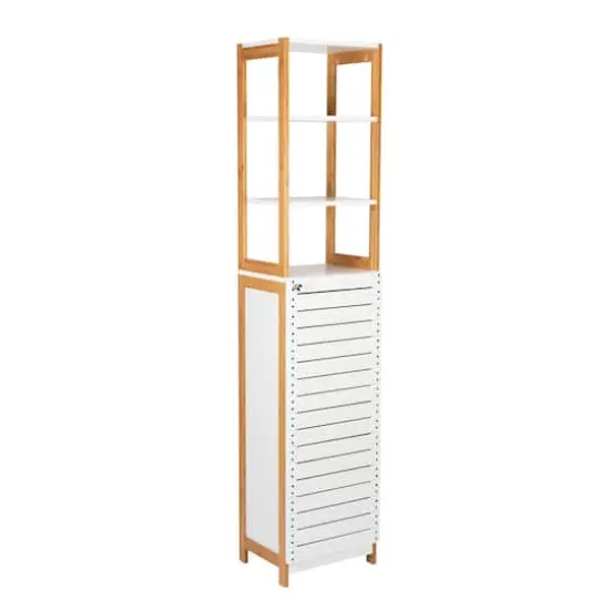 Organize It All Rendition 68" White 6-Shelf Bamboo High Cabinet {1}
