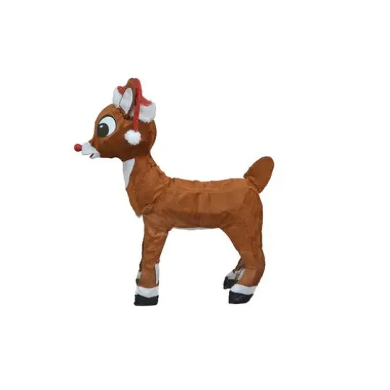 ProductWorks Rudolph 3ft. 3D Pre-Lit Rudolph with Santa Hat Yard Art {5}