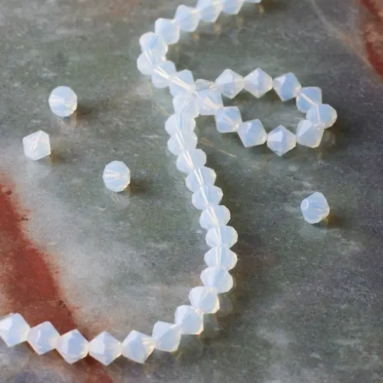 Preciosa Glass Crystal Bicone Beads, 6mm by Bead Landing&trade; White Opal {3}