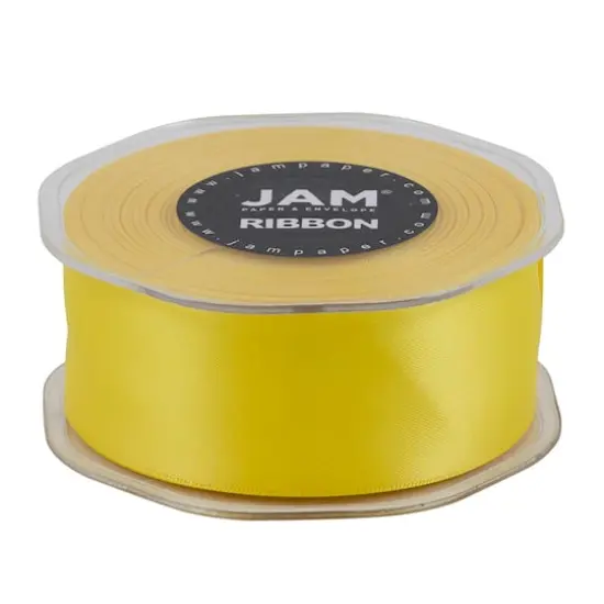 JAM Paper 1.5" x 25yd. Double Faced Satin Ribbon Yellow {6}