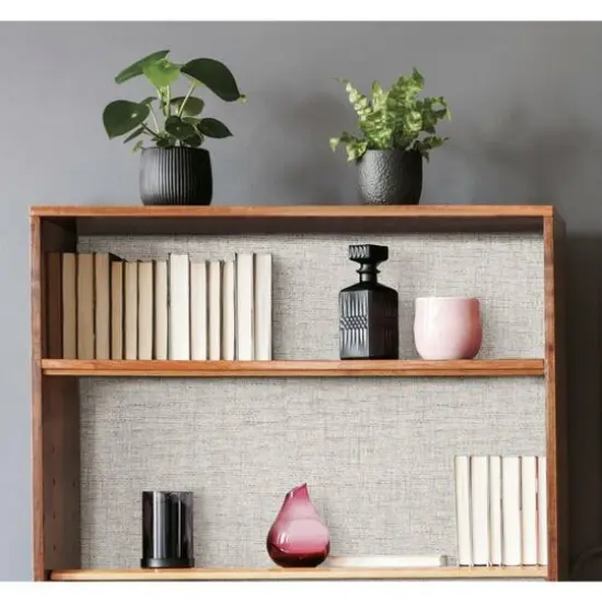 RoomMates Faux Grasscloth Weave Peel & Stick Wallpaper Beige Off-White {6}