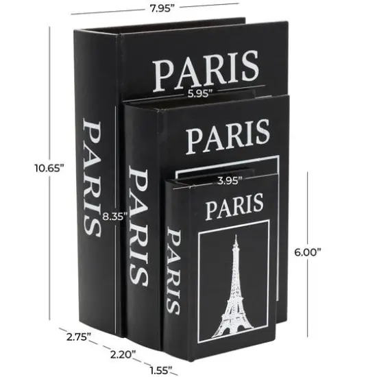 Black Eiffel Tower Paris Storage Book Box Set {9}