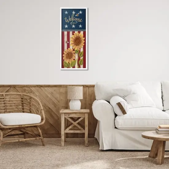 Stupell Industries Americana Welcome Country Sunflowers Framed Giclee Art White {3}