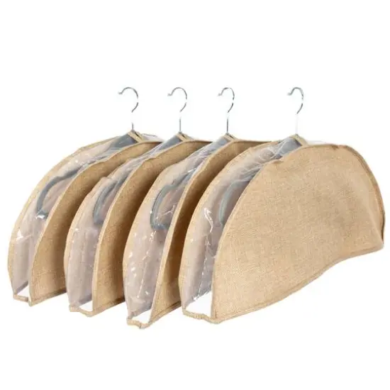 Household Essentials Hanging Garment Shoulder Covers, 4ct. Brown {1}