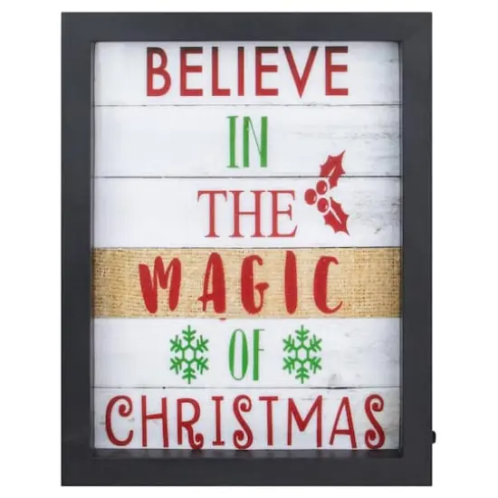 LED Lighted 'Believe in the Magic of Christmas' Shadow Box Wall Art {1}
