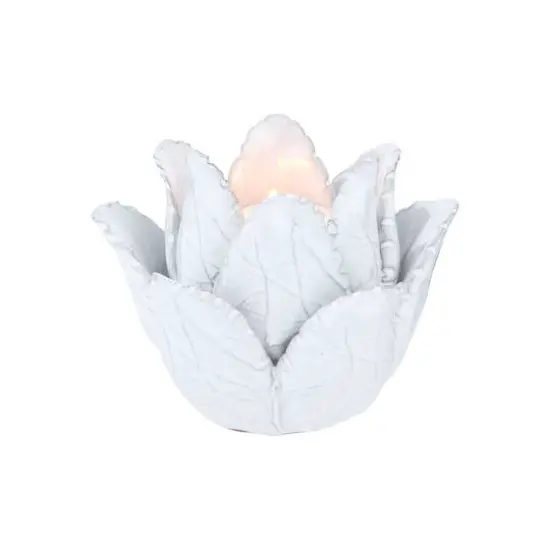 Hello Honey&reg; White Flower-Shaped Terracotta Tealight Candleholder {4}