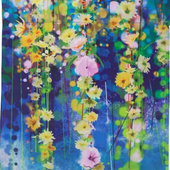 18" Blue & Green Watercolor Floral Garden Flag {5}