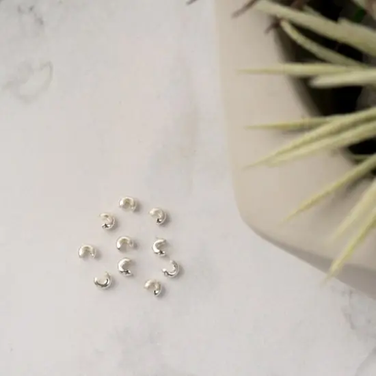 3mm Metal Crimp Bead Covers, 10ct. by Bead Landing&trade; Sterling Silver {4}