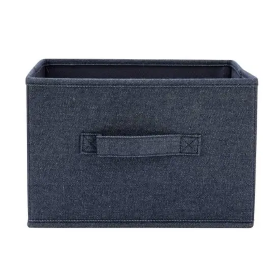 Household Essentials 7.5" Denim Blue Collapsible Cotton Blend Cube Storage Drawer, 2ct. {8}