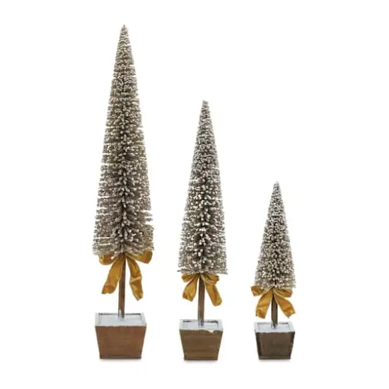 Glittery Golden Potted Pine Tree Tabletop D&eacute;cor Set, 39", 30" & 20.5" {1}