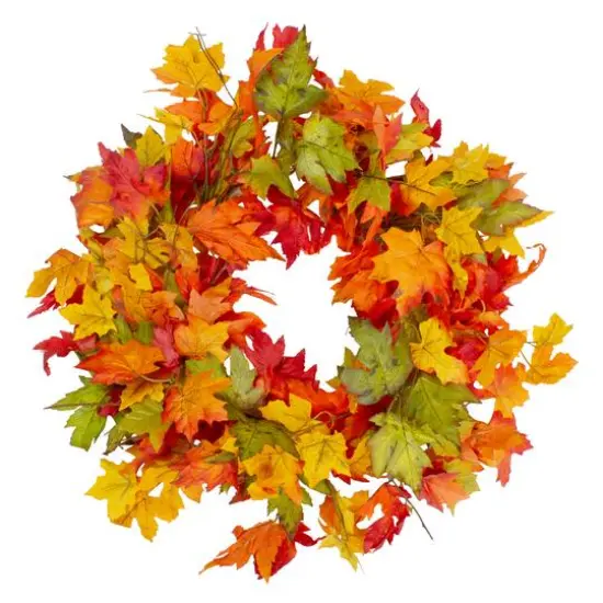 22 Yellow & Orange Foliage Fall Harvest Wreath {1}