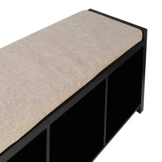 Honey Can Do Black 3-Cube Storage Bench with Cushion and Cubby Holes {6}