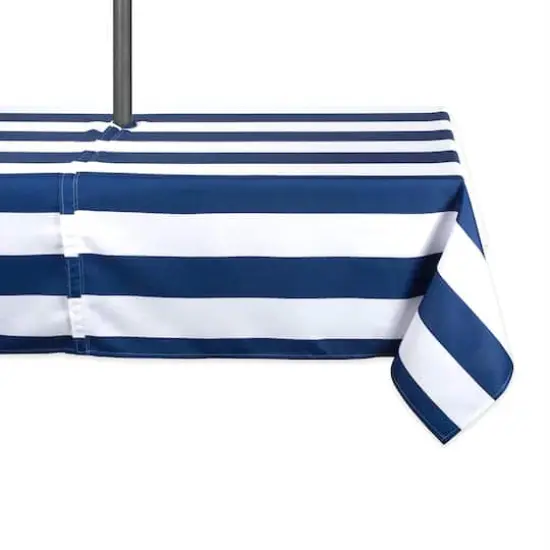 DII® 120" Nautical Blue Cabana Stripe Outdoor Tablecloth With Zipper {1}