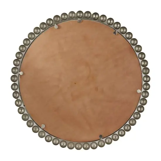 CosmoLiving by Cosmopolitan Silver Metal Wall Mirror with Bead Detailing 36" x 1" x 36" {5}
